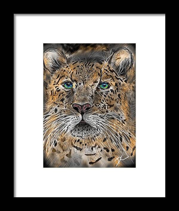 Leopard Framed Print featuring the digital art Big Cat by Darren Cannell