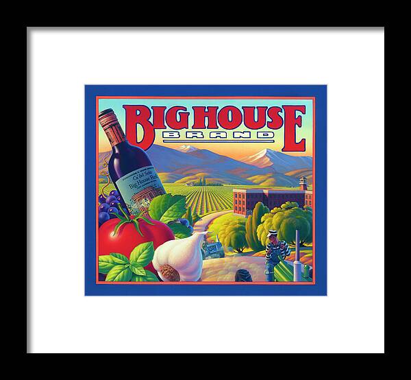 Big House Wine Framed Print featuring the painting Big House Red by Robin Moline