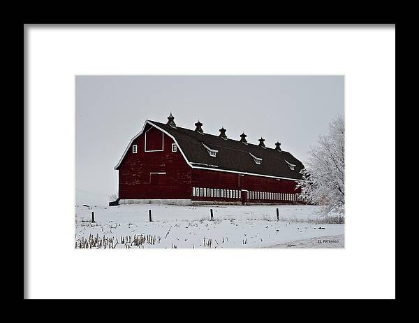 Barns Framed Print featuring the photograph Big Red Barn in the Winter by Ed Peterson