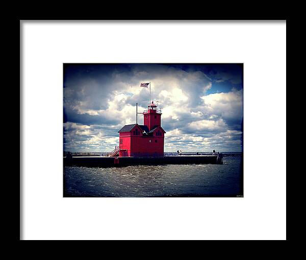 Lake Michigan Framed Print featuring the photograph Big Red Lighthouse by Phil Perkins