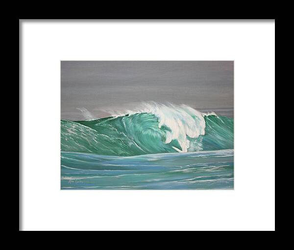 Surf Framed Print featuring the painting Big wave by Mike Jenkins