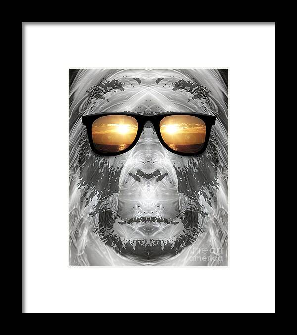 Big Foot Framed Print featuring the digital art Bigfoot In Shades by Phil Perkins