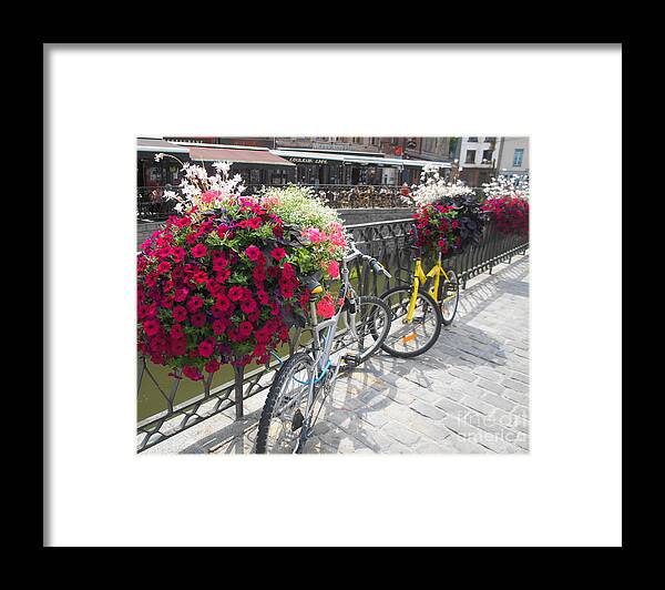 Amiens Framed Print featuring the photograph Bike and Flowers by Therese Alcorn