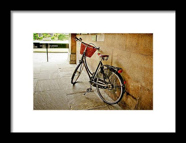 Christ's College Framed Print featuring the photograph Bike at the school gate. by Elena Perelman