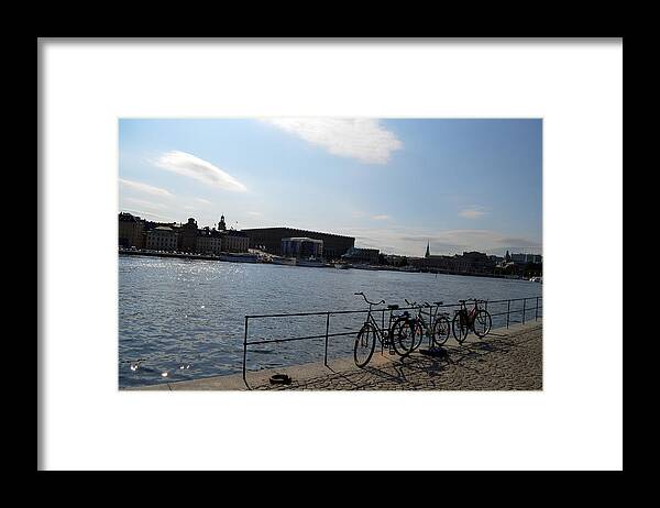 Bikes Framed Print featuring the photograph Bikes in Stockholm by Erik Burg