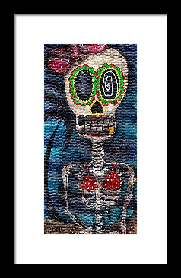 Day Of The Dead Framed Print featuring the painting Bikini by Abril Andrade