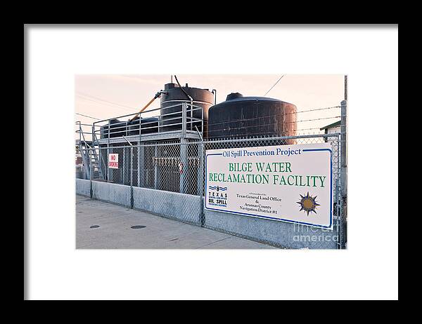 Oil Spill Framed Print featuring the photograph Bilge Water Reclamation Facility by Inga Spence