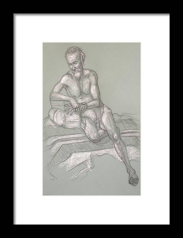 Realism Framed Print featuring the drawing Bill C Reclining by Donelli DiMaria