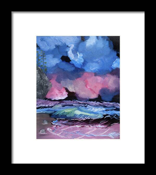  Cumulus Clouds Framed Print featuring the painting Billowy Clouds Afloat by Meryl Goudey