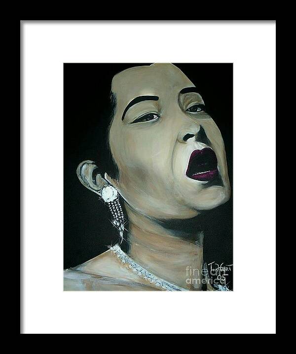Blue's Singing Framed Print featuring the painting Billy Holiday by Tyrone Hart
