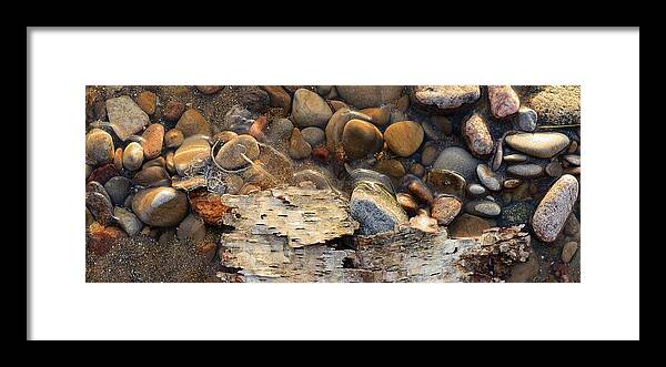 Abstract Framed Print featuring the digital art Birch Bark And Ice In The Creek Four by Lyle Crump