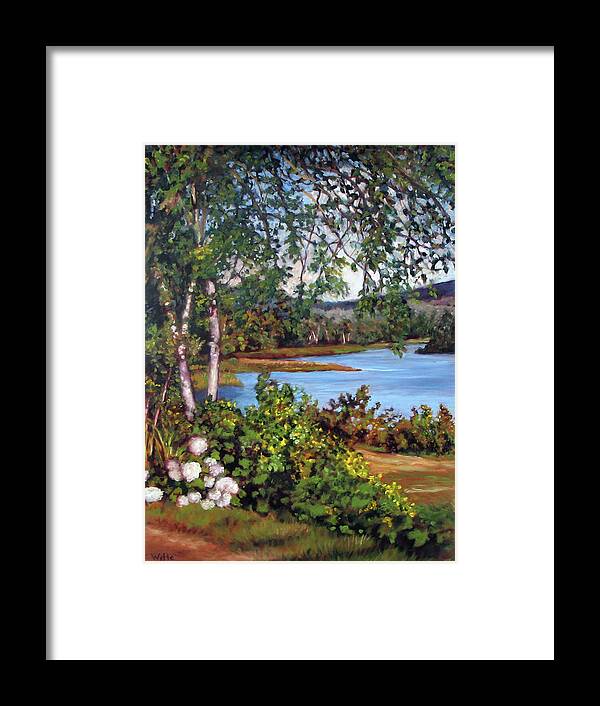 Landscape Framed Print featuring the painting Birch Overlook by Marie Witte