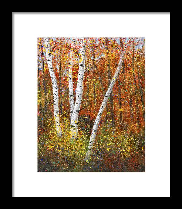 Birches Framed Print featuring the painting Birches by Garry McMichael