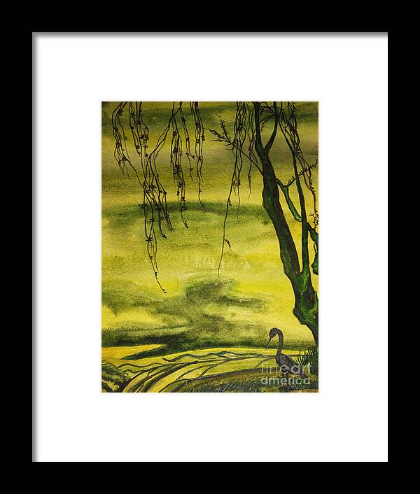 Picture Framed Print featuring the painting Bird and tree by Irina Afonskaya