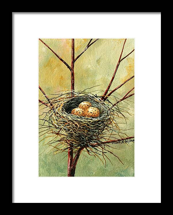 Still Life Framed Print featuring the painting Bird Nest by Frank Wilson
