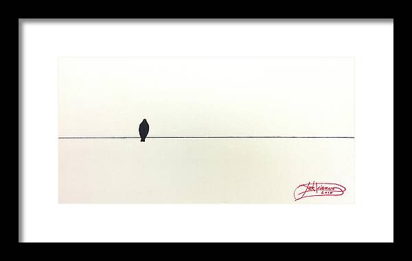 Art Framed Print featuring the painting Bird On A Wire by Jack Diamond