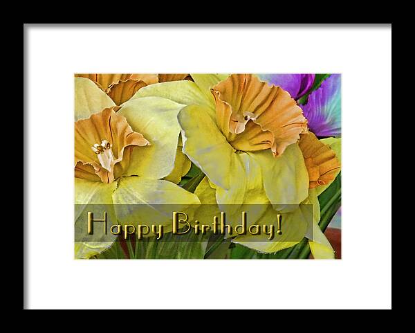 Flower Framed Print featuring the digital art Birthday Card - General by Ken Krolikowski