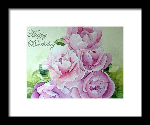 Roses Peonies Framed Print featuring the painting Birthday Peonies by Laurel Best