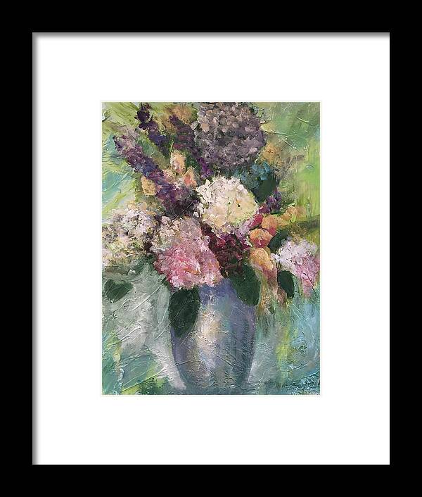 Hydrangeas Framed Print featuring the painting Birthday Surprise by Gloria Smith