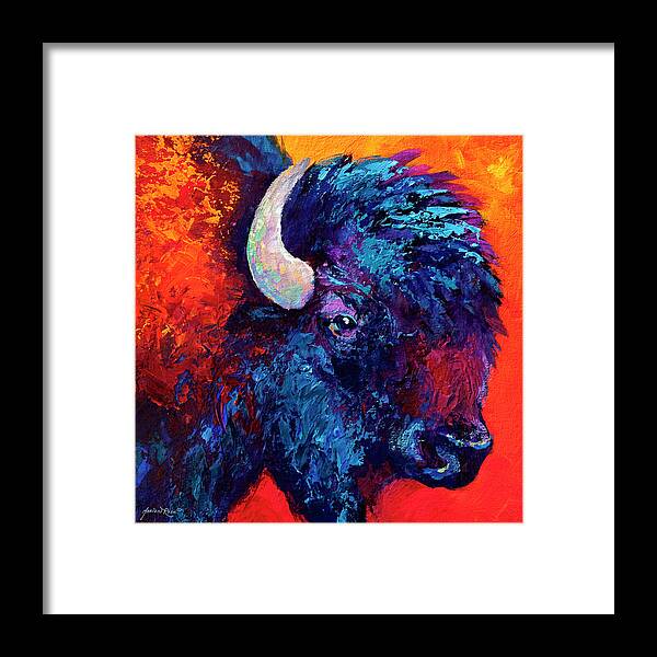 Bison Framed Print featuring the painting Bison Head Color Study II by Marion Rose