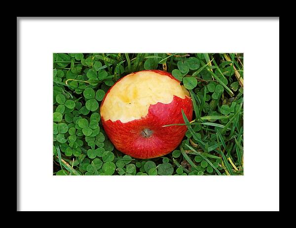 Apple Framed Print featuring the photograph Bitten Apple by Hartmut Knisel