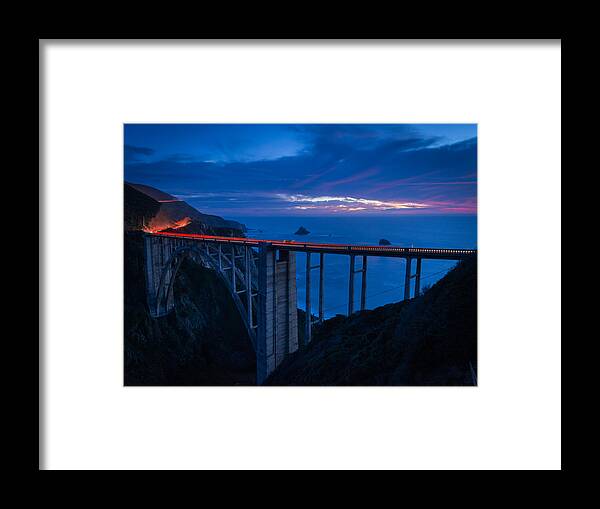 Bixby Canyon Bridge Framed Print featuring the photograph Bixby Canyon Bridge Sunset by TM Schultze