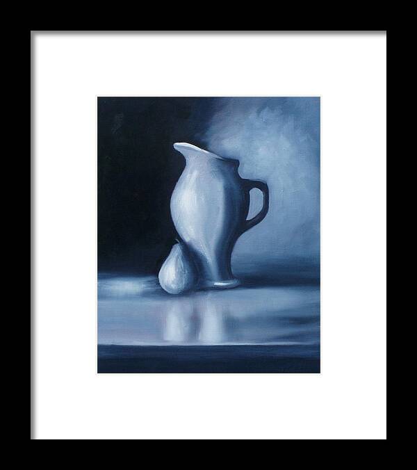 Still Life Framed Print featuring the painting Black - white pitcher by Gene Gregory