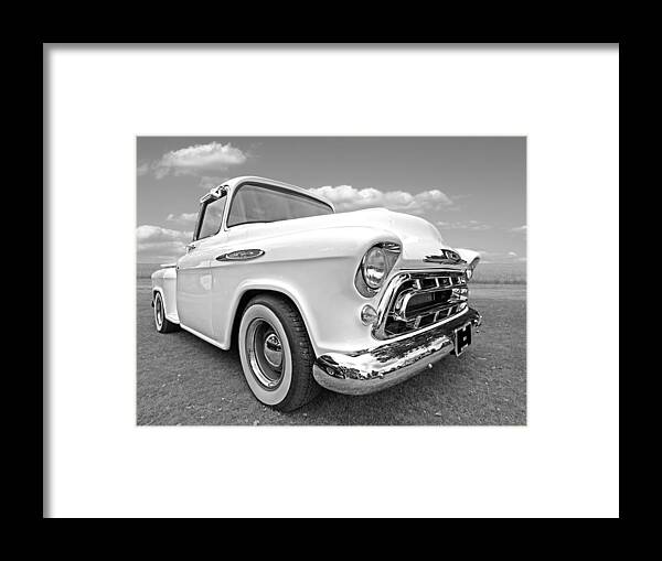Chevrolet Truck Framed Print featuring the photograph Black and White Chevy by Gill Billington