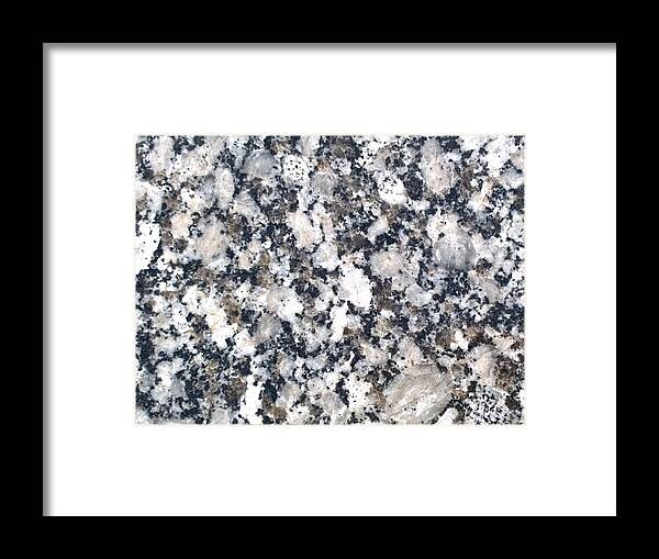 Black Framed Print featuring the photograph Black and White Polished Granite Abstract by Delynn Addams