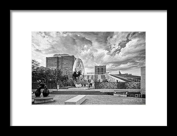 Downtown Framed Print featuring the photograph Black and White Photograph of Anish Kapoor Cloud Column at the Glassell School of Art - MFA Houston by Silvio Ligutti