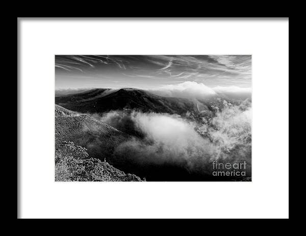Marin Framed Print featuring the photograph Black and White Photograph of Fog Rising in the Marin Headlands - Sausalito Marin County California by Silvio Ligutti