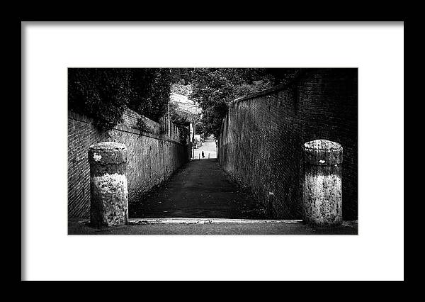 Black Framed Print featuring the photograph Black and white street photography - Siena, Italy by Giuseppe Milo