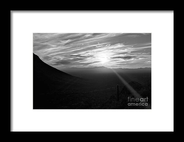 Marie Framed Print featuring the photograph Black and White Sunset by Marie Webb