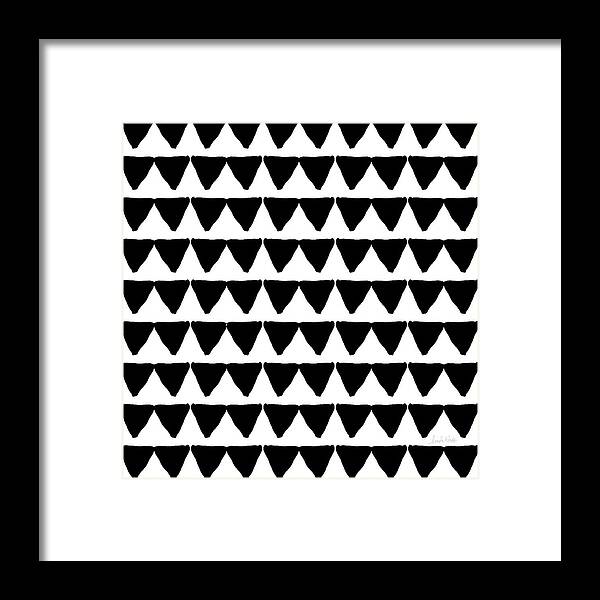 Triangles Framed Print featuring the mixed media Black and White Triangles- Art by Linda Woods by Linda Woods