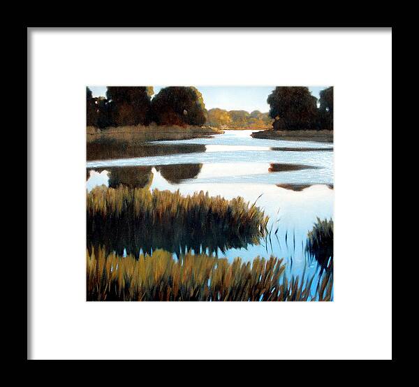 Water Framed Print featuring the painting Black Bayou by Kevin Leveque