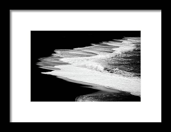 Water Framed Print featuring the photograph Black beach and the water of the ocean by Matthias Hauser