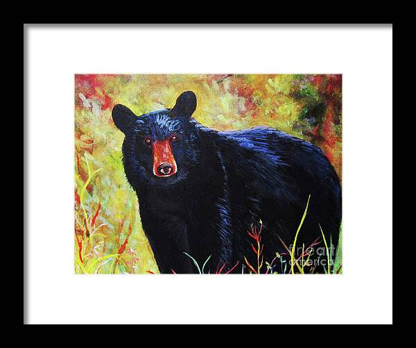 Bear Framed Print featuring the painting Black Bear by Anne Marie Brown