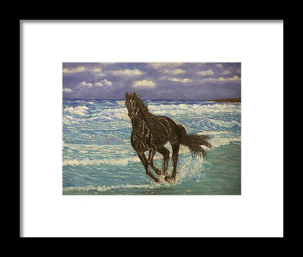Horse Framed Print featuring the painting Black Beauty by Charles Vaughn