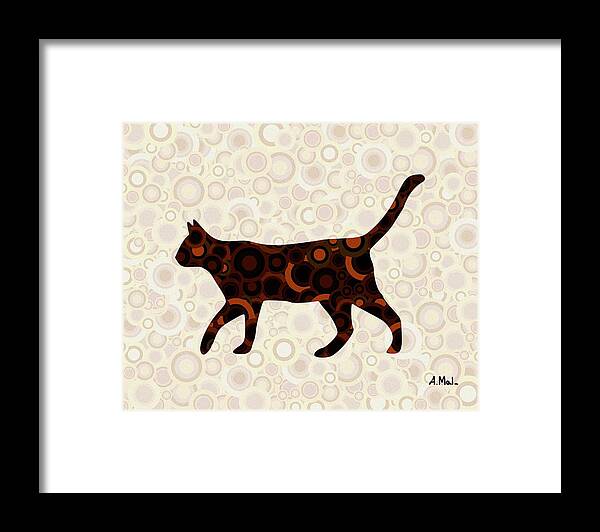 Cat Framed Print featuring the digital art Black Cat - Animal Art by Anastasiya Malakhova