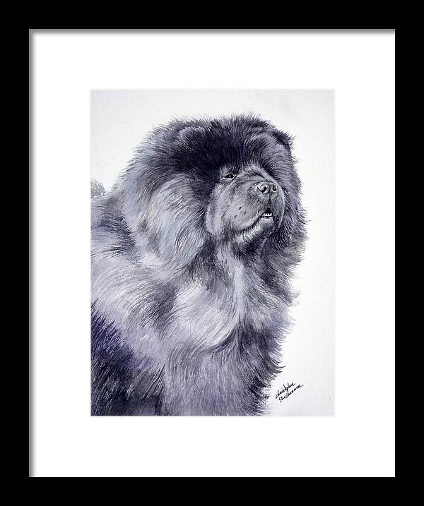 Dog Framed Print featuring the painting Black Chow Chow by Christopher Shellhammer