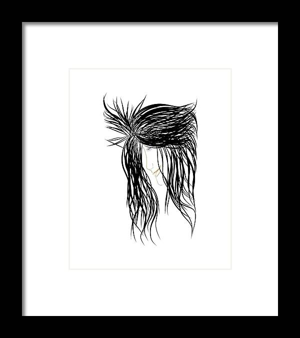 Woman Framed Print featuring the digital art Black Hair by Faashie Sha