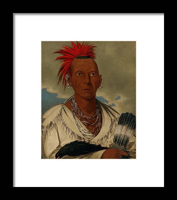 George Catlin Framed Print featuring the painting Black Hawk Chief of the Saux and Fox Tribe by George Catlin