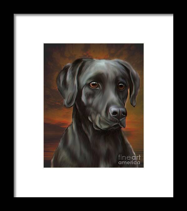 Canibe Framed Print featuring the digital art Black Lab by Elaine Manley