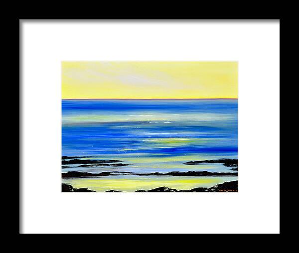 Sunset Framed Print featuring the painting Black Lava Sunset 2 by Gina De Gorna