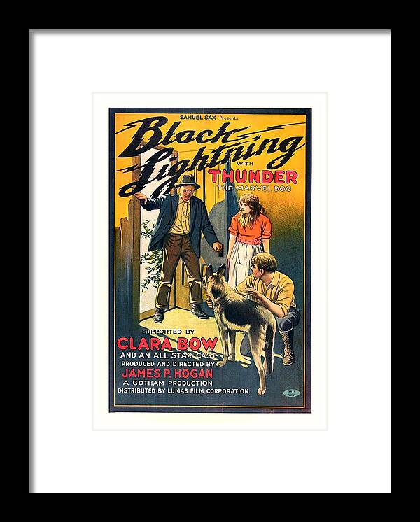 Movie Framed Print featuring the drawing Black Lightning 1924 by Mountain Dreams