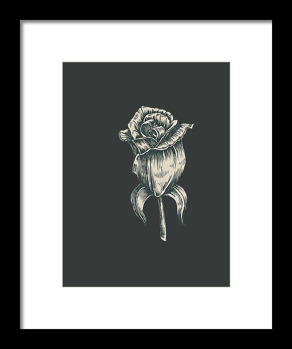 Vintage Rose Framed Print featuring the digital art Black on Black by Kim Kent