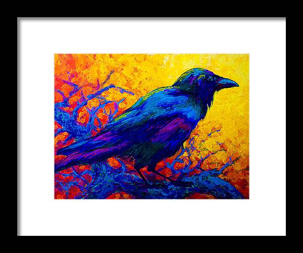Crows Framed Print featuring the painting Black Onyx - Raven by Marion Rose