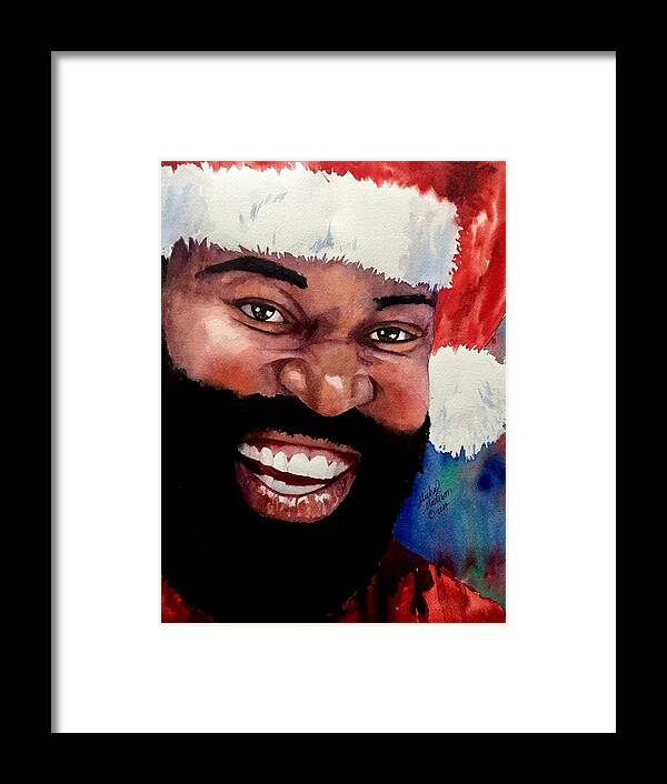 Christmas Framed Print featuring the painting Black Santa by Michal Madison