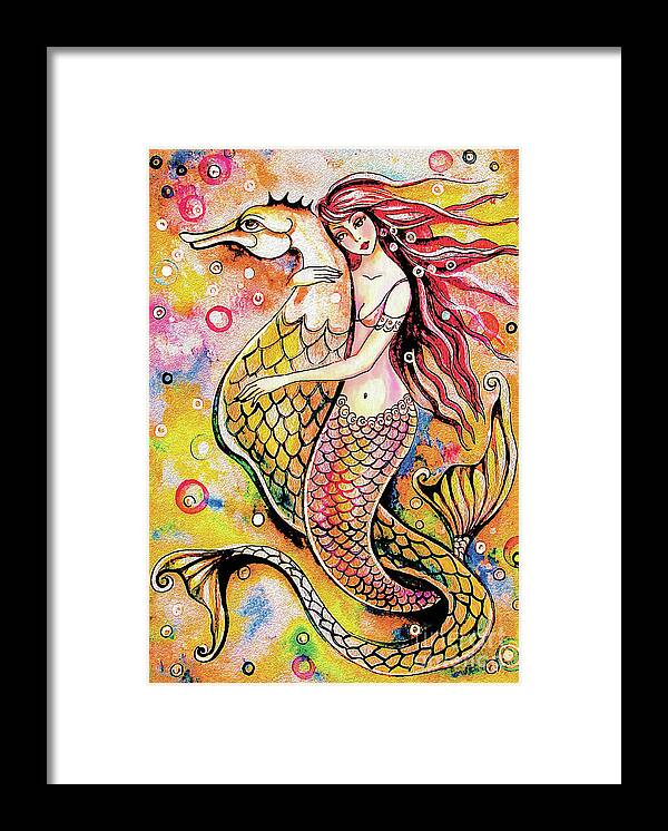 Sea Goddess Framed Print featuring the painting Black Sea Mermaid by Eva Campbell