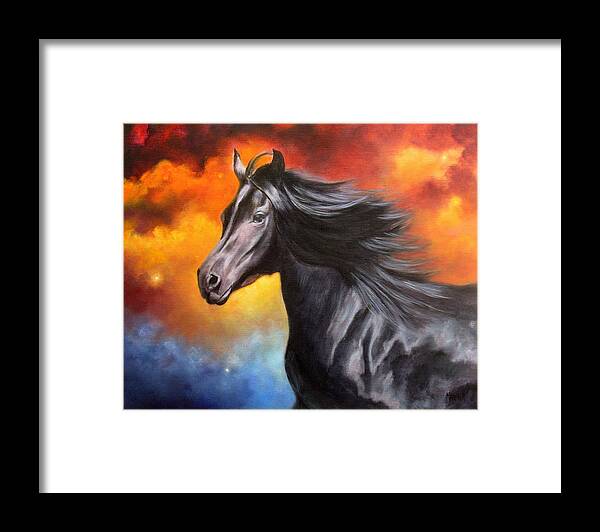 Horse Framed Print featuring the painting Black Thunder by Marina Petro